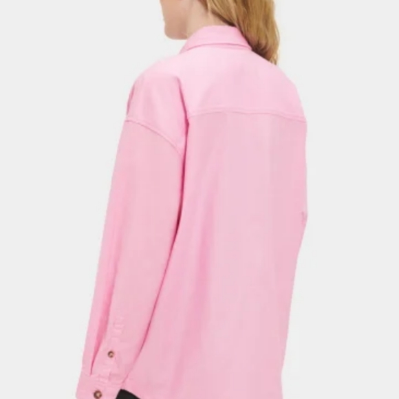 UGG Kimya Cargo Pocket Long Sleeve Large Jean Jacket Button Shirt Women's L NEW - Picture 5 of 13